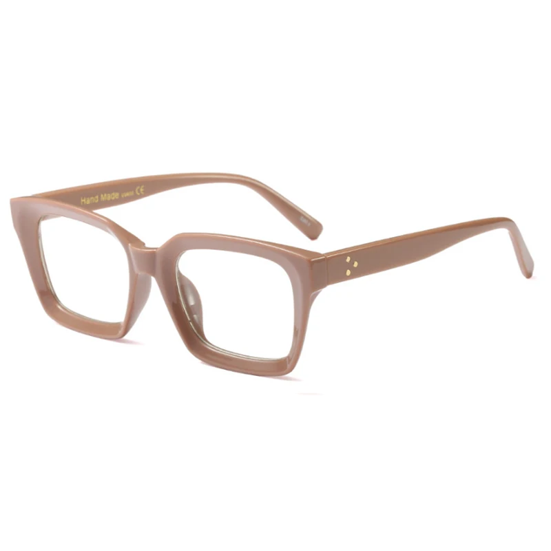 KEHU квадратные оправы для очков женские заклепки оптические модные вогнутые очки оправа очки сплав петли прочные защитные очки KE3 - Цвет оправы: C4 Brown
