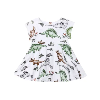 

Girl Dress 2019 Casual Toddler Infant Baby Girl Dinosaur Clothes Short Sleeve Short Dress Tutu Sundress