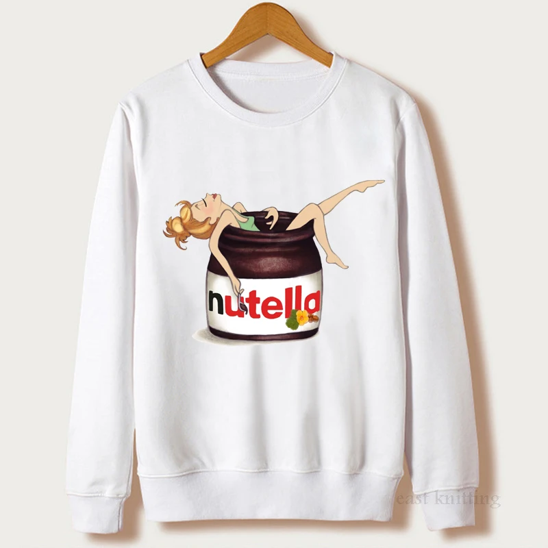 Женская толстовка в стиле Харадзюку Корейская с принтом Nutella Модный пуловер