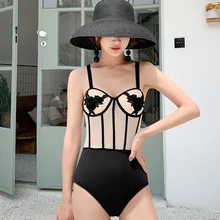 Женский цельный купальник, купальник пуш-ап, Женская цельная пляжная одежда большого размера, Женская Корейская сексуальная форма