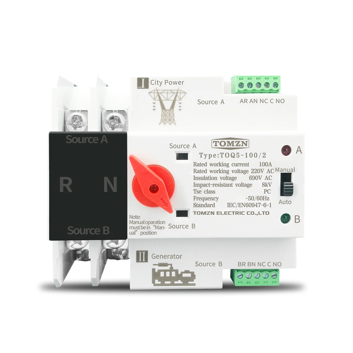 Automático de Potência Mcb tipo Interruptor de Transferência Dupla Ats 2 p 63a 230 v Mod. 224654