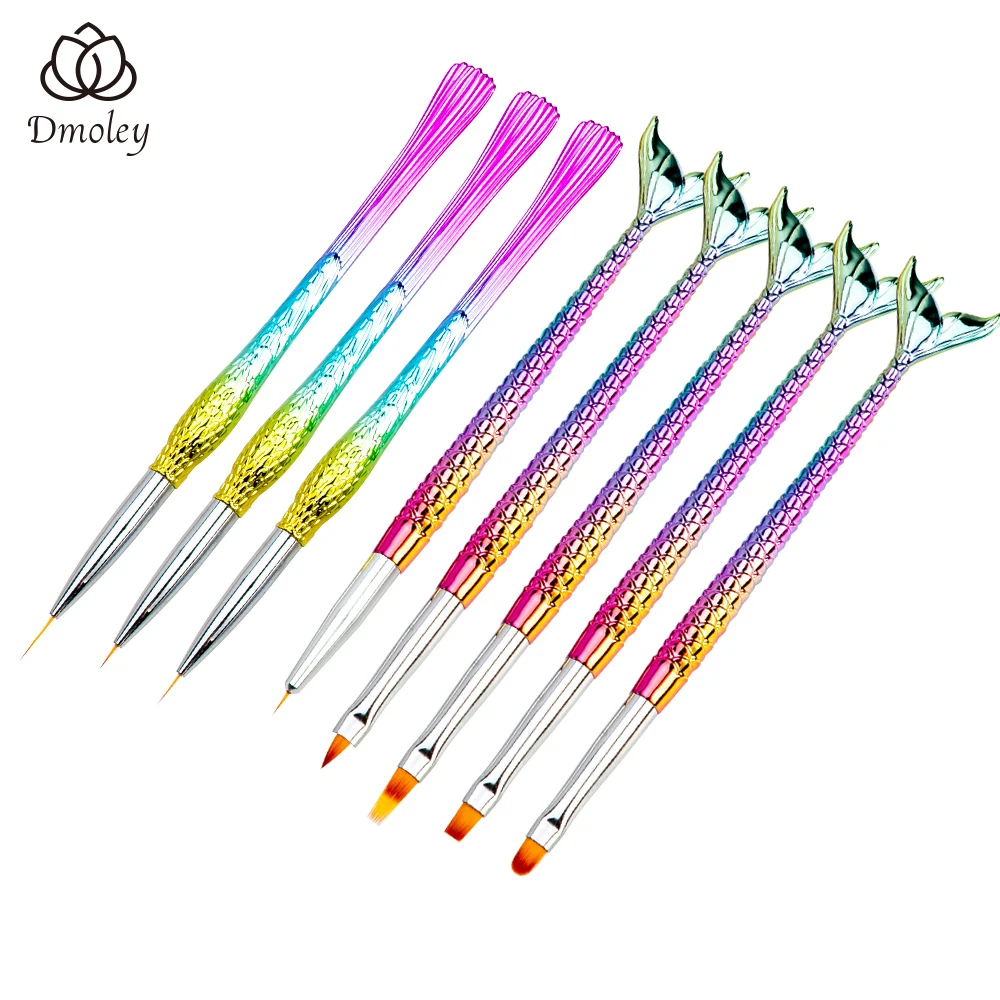 

Dmoley Fish Tail Nail Brush Nail Art Manicure Brushes Set Line Flower Pen Dotting Painting Design Acrylic Nail Gel Brush