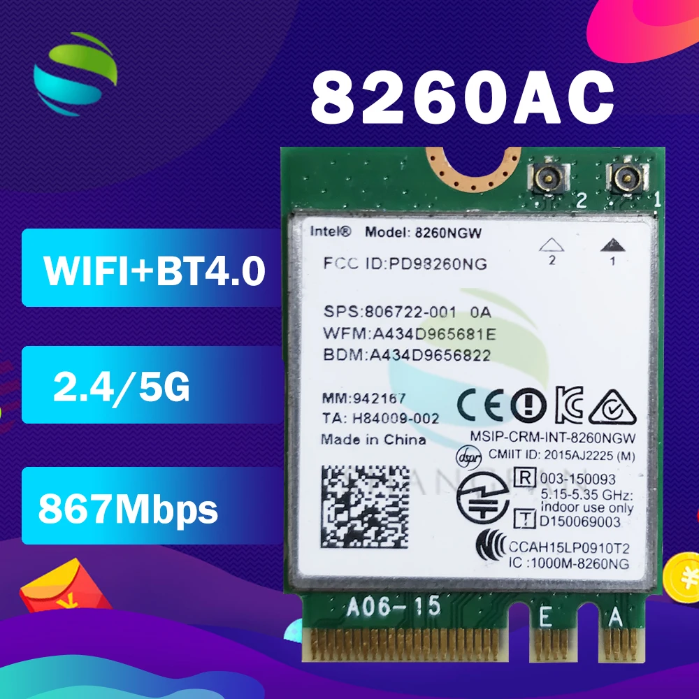 Двухдиапазонный Беспроводной постоянного/переменного 8260NGW 8260ACNGW 8260NGWAC 8260AC NGFF Pcie