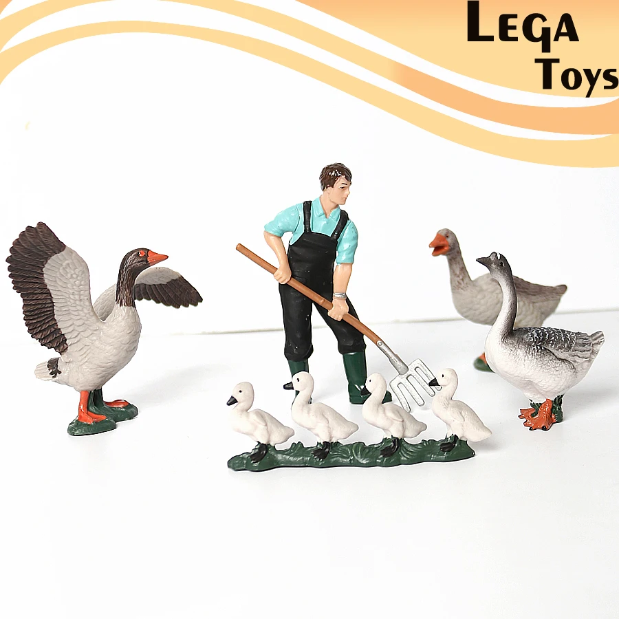

Hand painted Farmer with Chicken Duck Goose Animal Model figure Farm Staff Feeder Action Figures figurine Miniature toys statue