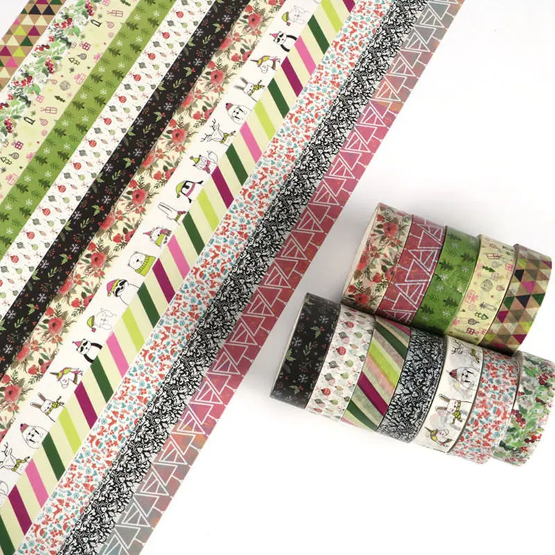 

1PC Decorative Snow, Deer, Christmas Tree Washi Tape Rice Paper DIY Adhesive decoration tape for home Xmas washi tape paper 5M