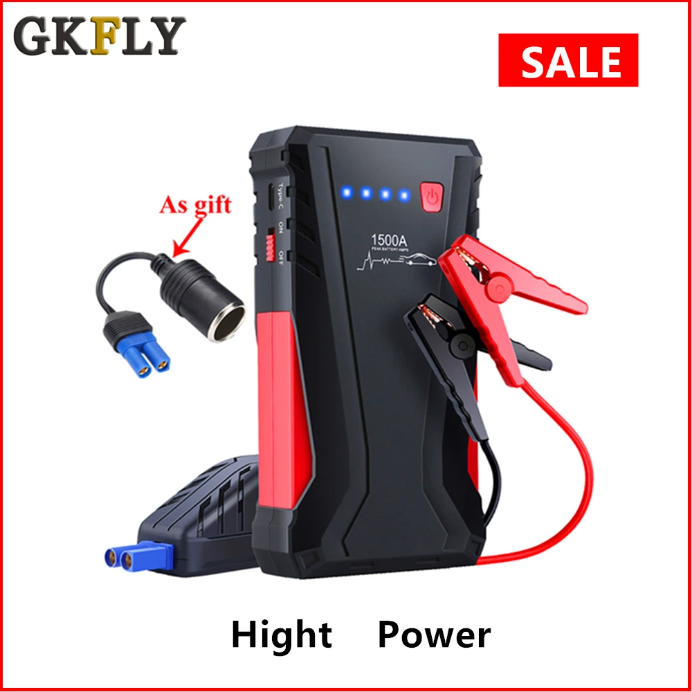 1500A Jump Starter Emergency Starting Device Cables Hight Capacity MIni Booster Portable Power Bank