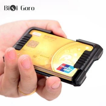 

BISI GORO Men's Card Holder Female RFID Aluminum Alloy Wallet Antimagnetic Outdoor Purse Multi-Function Credit Metal Card Case