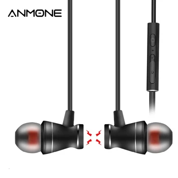 

ANMONE In-Ear Earphone Metal Magnetic Earbuds With Microphone 3.5mm in ear Earpiece Hands-free Volume Control for Mobile phone