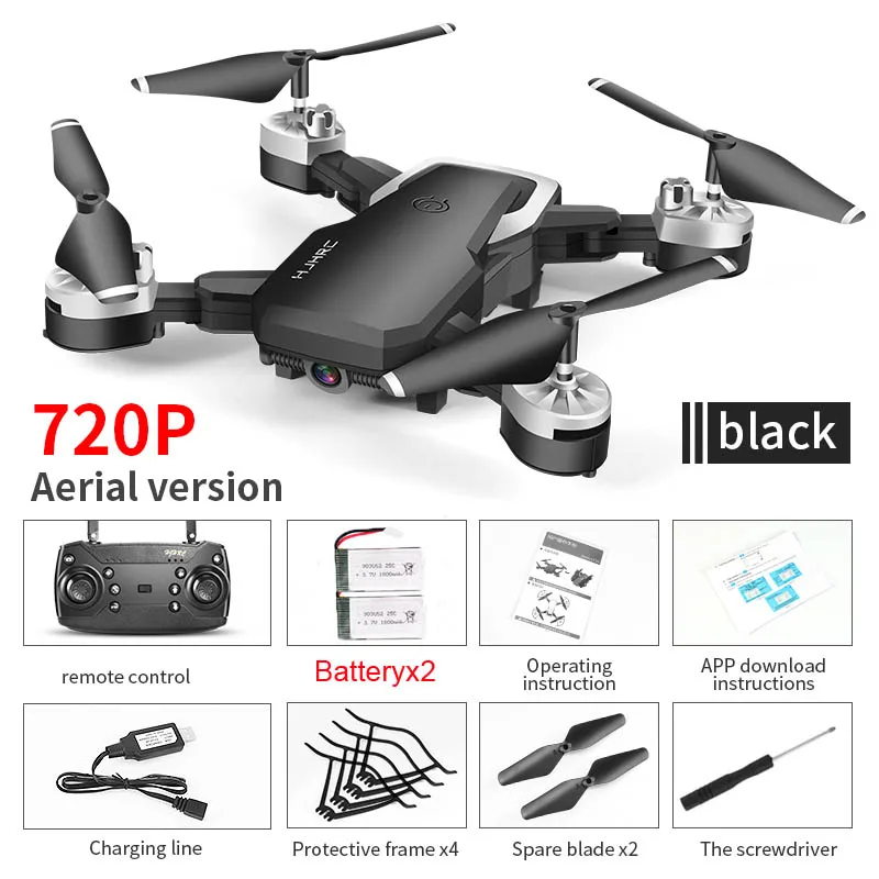 Black 720P 2B Foam HJ28 Профессиональный мини складной Дрон с камерой 1080P широкий угол Wi-Fi FPV высота удержания RC Квадрокоптер Вертолет игрушка X12S E58 - Цвет: Black 720P 2B Foam