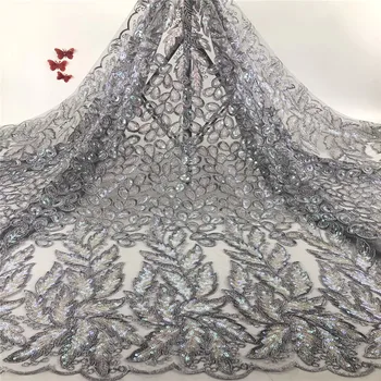

African Lace Fabric 2020 High Quality Lace Nigerian Wedding Lace 2020 Sequin Fabric Embroidery Tulle Lace Fabric dress r82-963