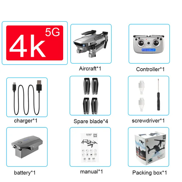 Дрон SG907 gps Дрон камера HD 4k 1080P 5G wifi Двойная камера электронный анти-встряхивание персонаж следящий Квадрокоптер Дрон с камерой - Цвет: 4k 1battery