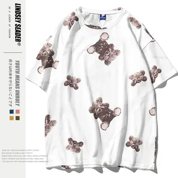 

Women Tee Men Cartoon Teddy Bear Print 2020 New Short Sleeve Tshirts Streetwear Hip Hop Tees Shirts Harajuku Hipster Casual Top