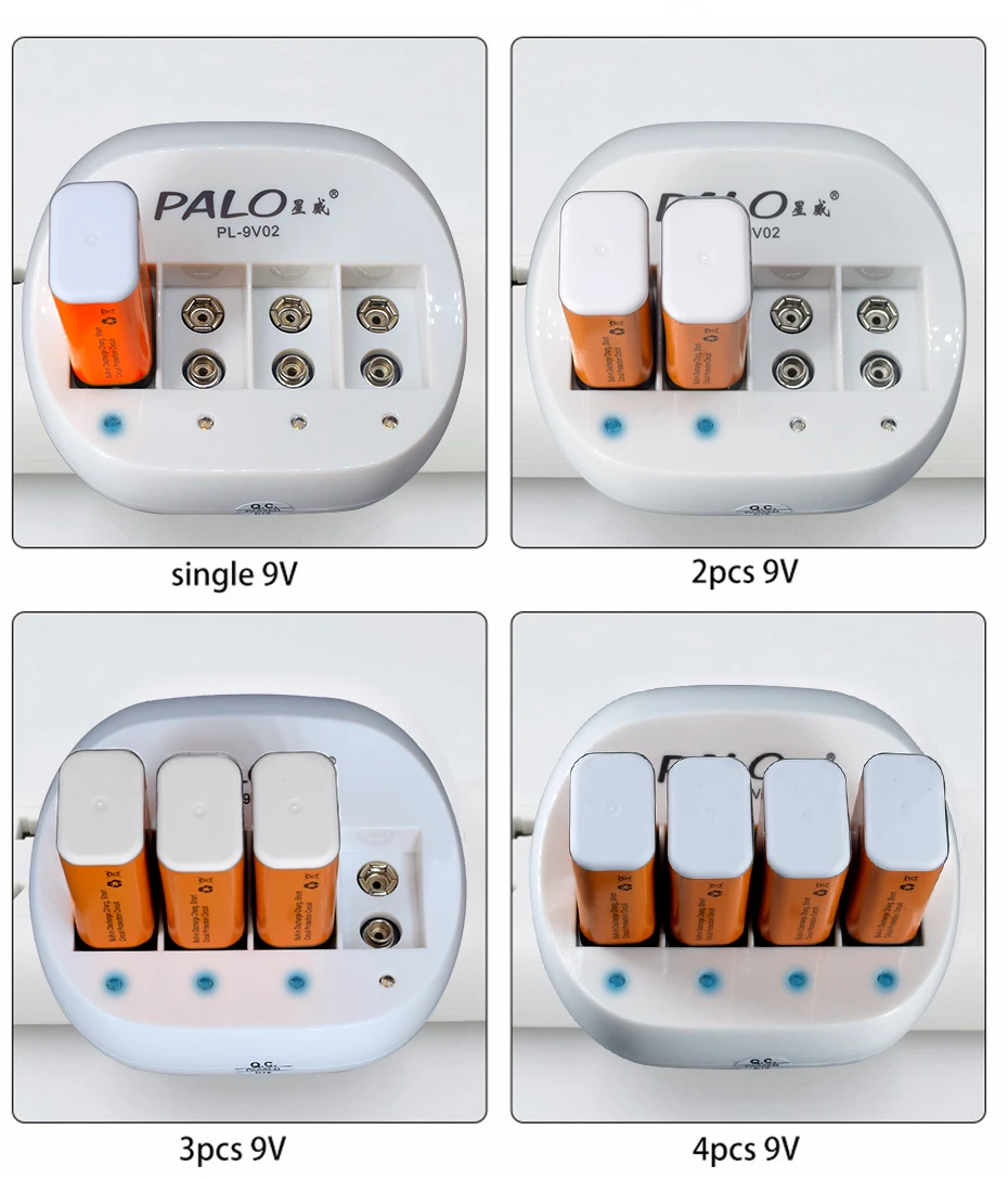 PALO 9V Rechargeable Battery 500mAh 9V Lithium rechargeable battery 9v 6f22 Li-ion batteries for Mrophone 9v Battery
