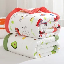 

New Muslin Baby Blanket Comfortable 10 Layer Cotton Printed Newborn Swaddle Cover Stroller Kids Bath Towel Thicken Quilts AB12
