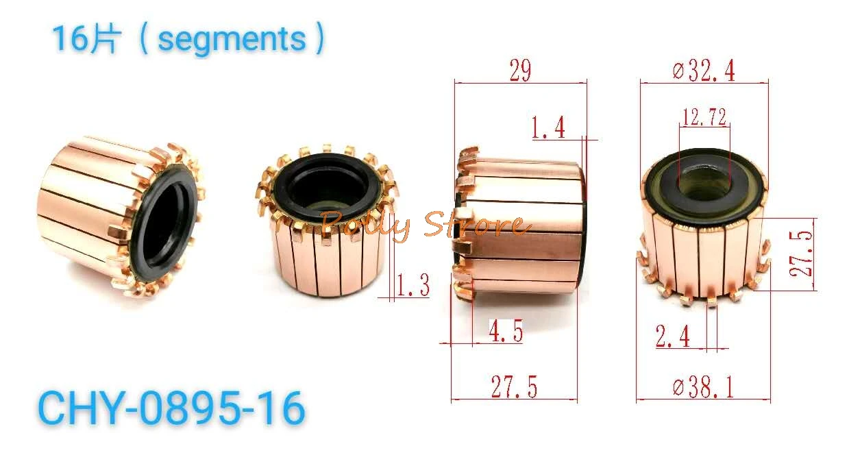 

5pcs12.72x32.4x29(27.5)mm 16P Copper Bars Alternator Electric Motor Commutator CHY-0895-16