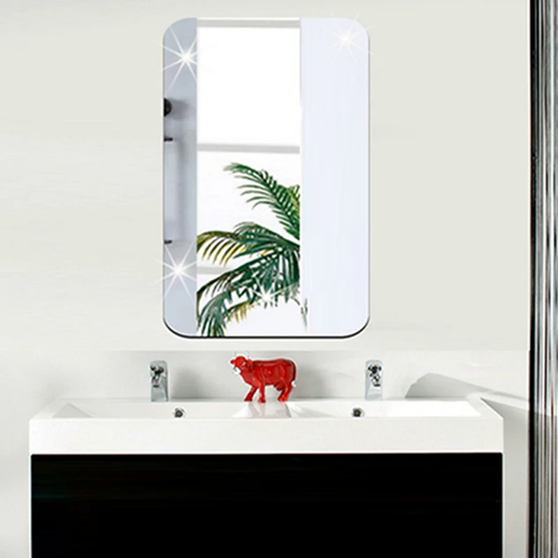 Туалетный зеркальные наклейки на стену стикер Овальный и прямоугольный самоклеящийся декор комнаты наклейка на художественный Декор
