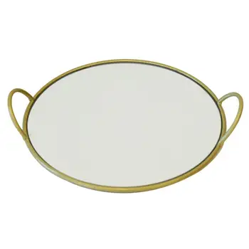 

1Pc Tray Delicate Round Simple Creative Premium Desktop Decor Tableware Service Plate Storage Tray for Shop Hotel