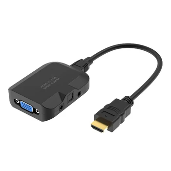 

1080P With 3.5mm Audio For Computer Optical Fiber Game Console Digital Analog Gold Plated PC Laptop HDTV HDMI To VGA Adapter