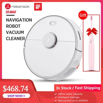 

Roborock S5 Max Laser Navigation Robot Vacuum Cleaner WIFI APP Control Automatic Sweep Sterilize AI Recharge Upgrade Of S50 S55