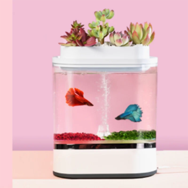 Xiaomi mijia Geometic Mini Lazy Fish Tank usb зарядка самоочищающийся аквариум с 7 цветами светодиодный светильник для домашнего офиса и аквариума