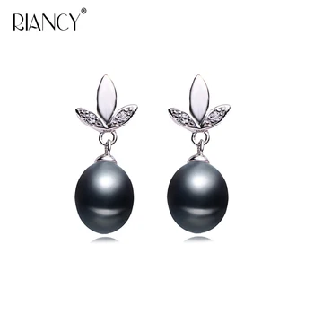 

Fashion Pearl earrings for Women black natural 100% Freshwater pearl jewelry wedding party Girl gift