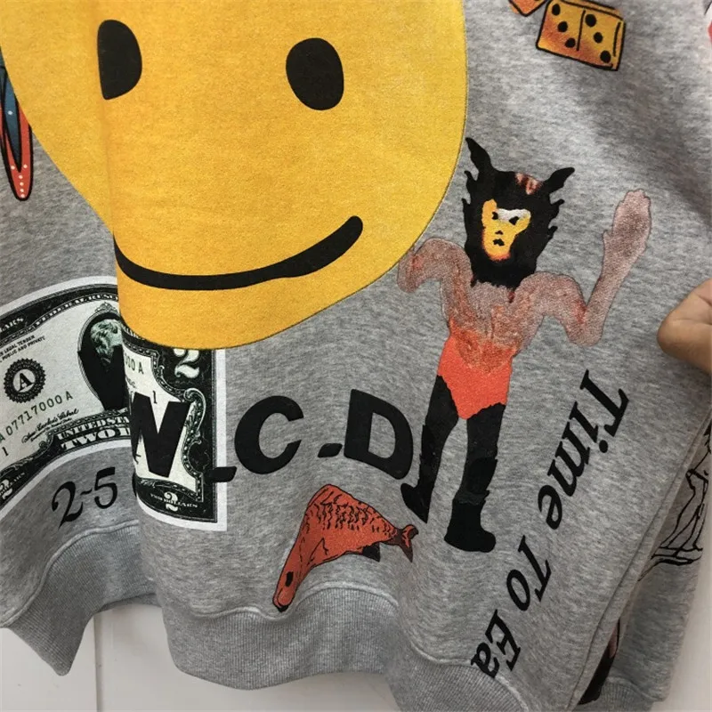 CPFM w. W. C. D толстовки для мужчин и женщин цифровой прямой печати мыть сделать старый как можно скорее Рокки смайлик лицо w. W. C. D Толстовка