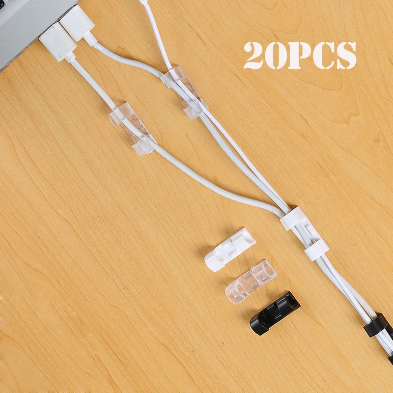 20pcs Finisher Wire Clamp Organizer Cable Clip Buckle Clips Ties Fixer Fastener Holder Data Telephone Line Usb Organize | Обустройство