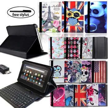 

KK&LL For Amazon Fire 7 (5/7/9th Gen,2015 2017 2019 Release) With Alexa Micro USB keyboard+Leather Tablet Stand Folio Cover Case