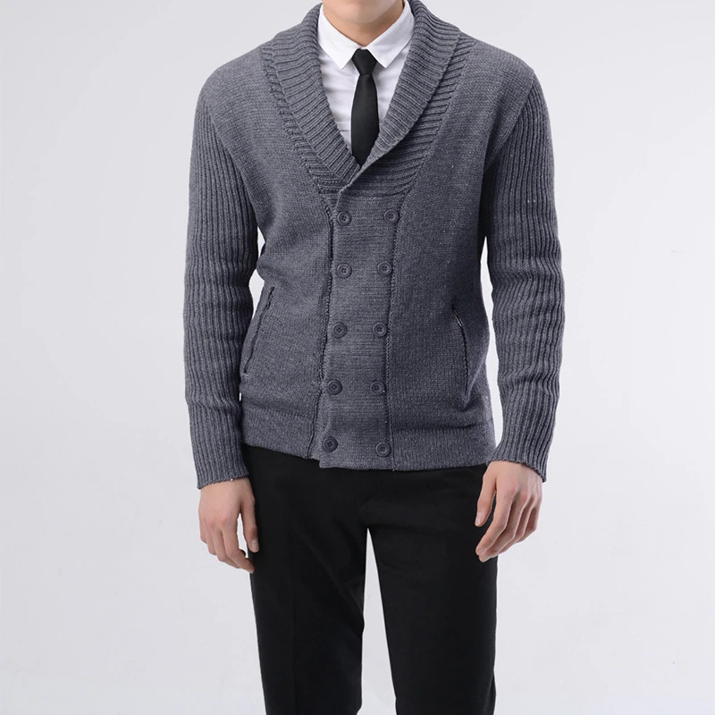 2019 Autumn New Wool Men Sweater Cardigans Winter Business Male Jacket Coat Shawl-Collar Raglan Sleeves Brand MuLS |