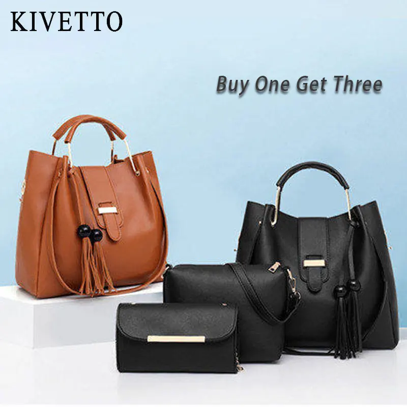 

2019 solid color composite bag leather bag PU bag Messenger bag ladies bucket bag fashion shoulder bag shoulder zipper handbag
