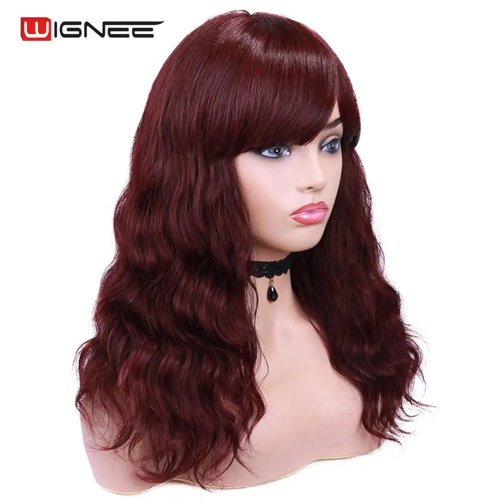 Wignee 99J/4 # парик из человеческих волос с свободной челкой для чернокожих женщин