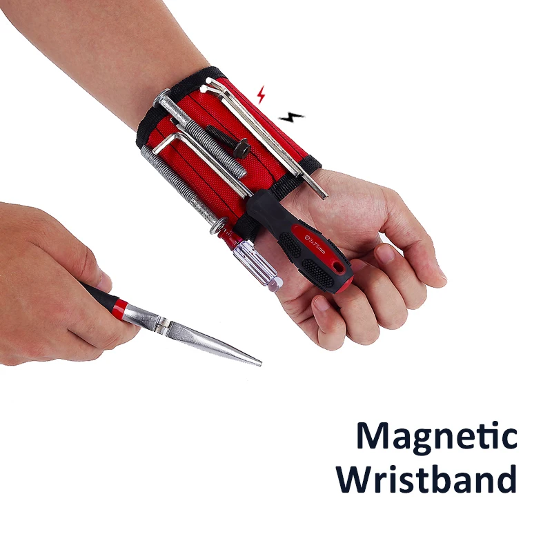 

Unisex Polyester Magnetic Wristband Strong Magnets Portable Bag Wrist Tool Belt Screws Nails Drill Bits Holder Car Repair Tools