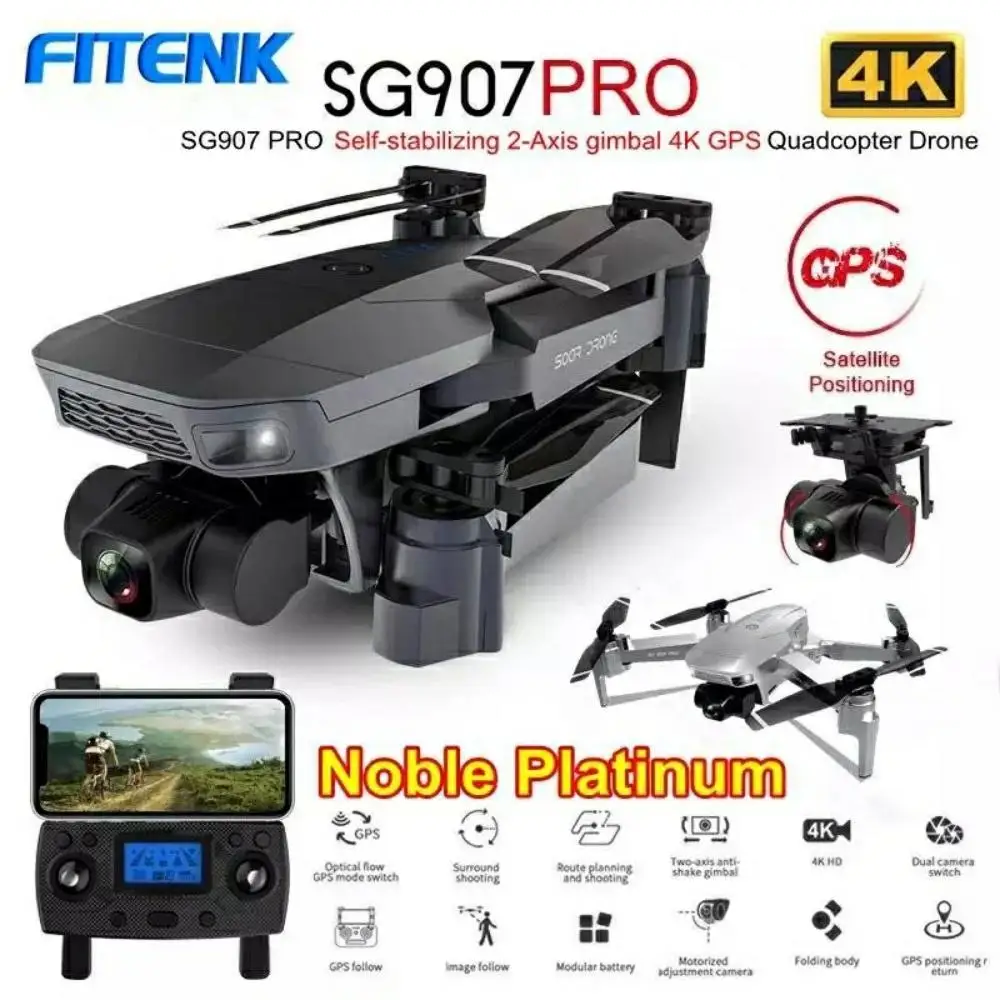 FITENK SG907 Pro GPS беспилотные летательные аппараты с 5G Wi Fi 4K HD 2 карданный стабилизатор
