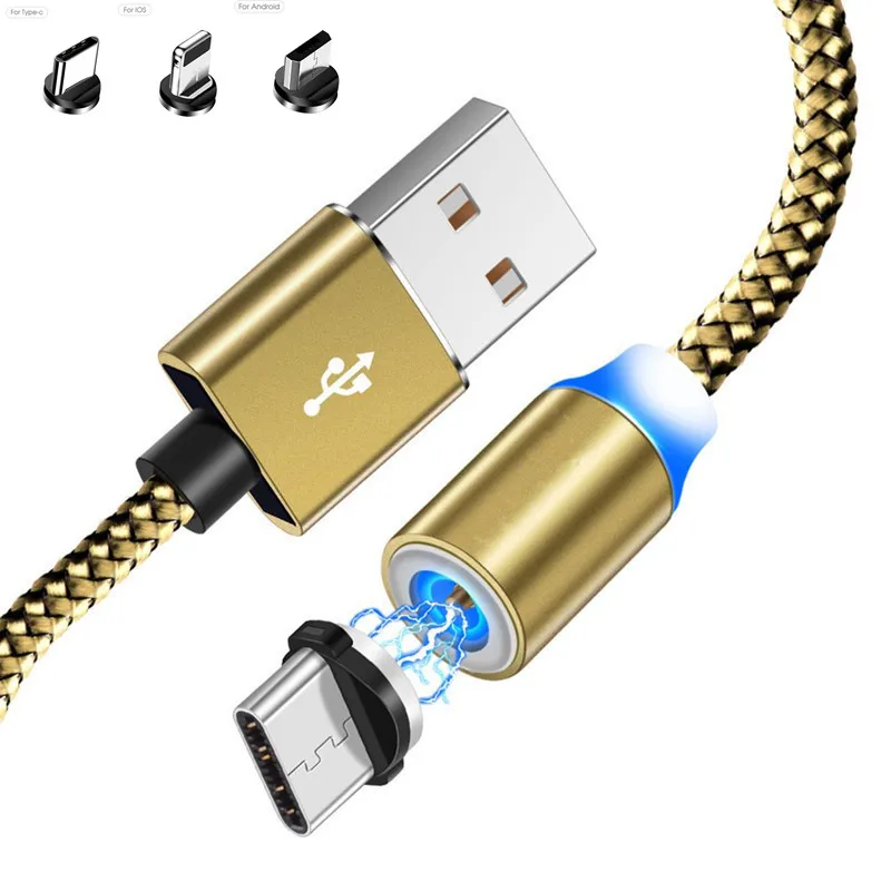 1 м Micro usb type C светодиодный магнитный кабель для huawei honor 7a 7c 6c pto 7x 8x 9x 8a v20 10i 5a 6a xiaomi Note