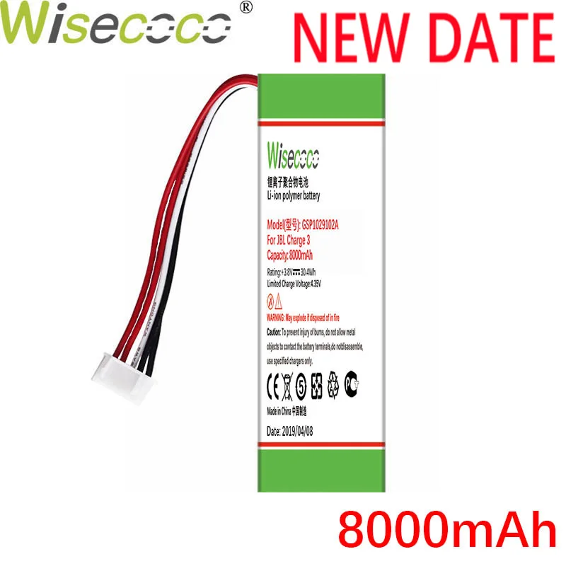 

WISECOCO 8000mAh GSP1029102A Battery For J BL Charge 3 2016 Version Latest Production High Quality New Battery+Tracking Number