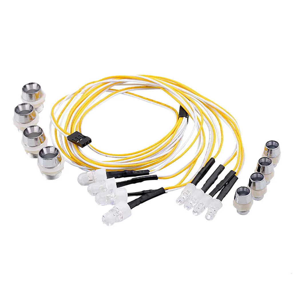 5mm/8mm LED Light Bright 2 Red & 2 White & 4 Yellow Lamp 3-9V for 1/5 1/8 1/10 1/12 1/16 RC Car Decor