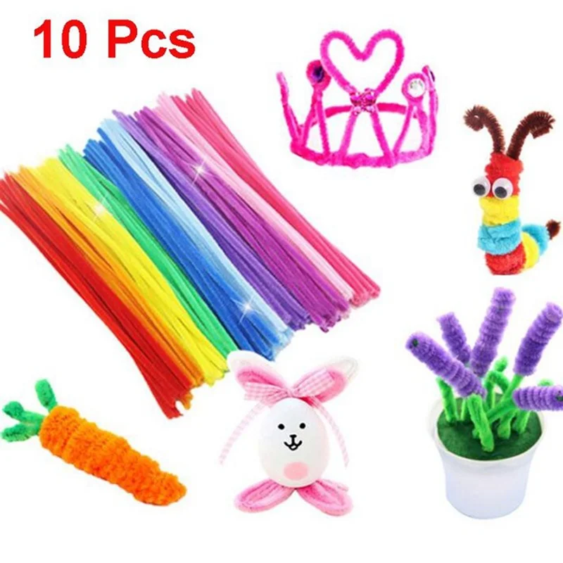 

10pcs 30cm Creative Children Puzzle Twist Stick Colorful Learning Educational Toys Plush Leather Flower Animal Handmade Material