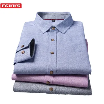 

FGKKS Quality Brand Men Casual Shirt Tops Men's Square Collar Fashion Wild Long-Sleeved Shirts New Slim Fit Dress Shirt Male