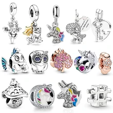 2 шт серебряный дракон Сова Лягушка Листья Шарм Подвеска из бисера fit Pandora Подвески, браслеты, ожерелья для женщин серебро DIY ювелирных изделий
