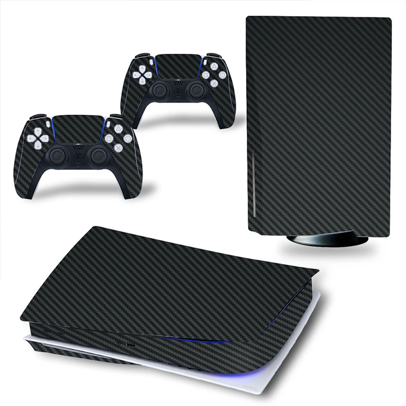 

for PS5 Disk Edition Carbon fiber Skin Sticker Decal Cover for PlayStation 5 Console and 2 Controllers PS5 Skin Sticker