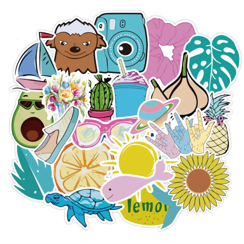 

10/30/50PCS cartoon fresh graffiti waterproof stickers suitcase skateboard refrigerator notebook decorative toys wholesale