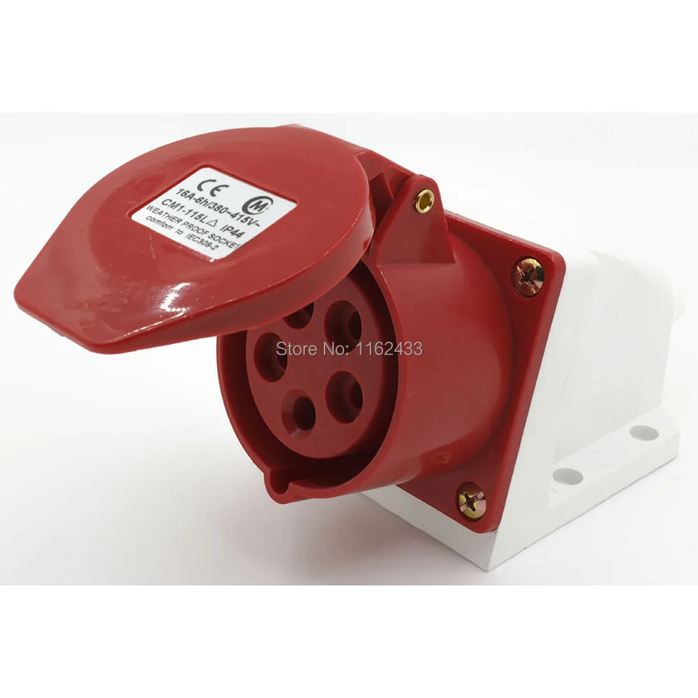 Трехфазный splashproof промышленная Монтажная розетка 16A 3P N E 5pin 220 380V/240 415V IP44 115|socket