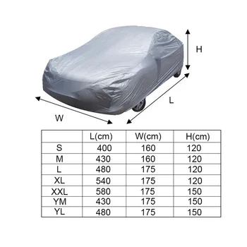 

Universal Full Size S/M/L/XL/XXL Foldable Light Resistant Protection Car Cover Snow Ice Dust Sun UV Shade Cover Silver