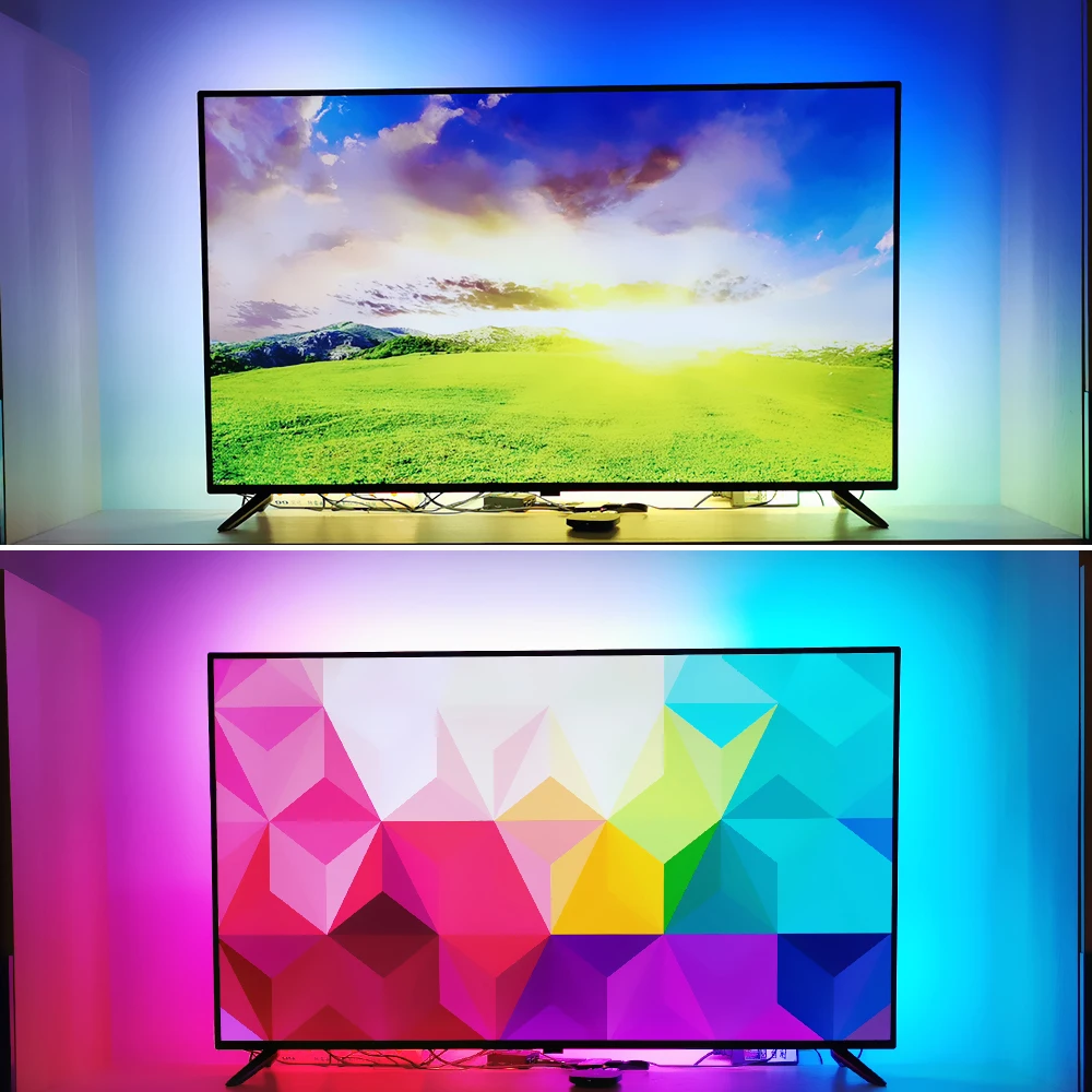 Ambilight TV Backlights Flexible LED light Tape Ribbon RGB Color Changeable TV Background Lighting 4K HDTV TV HDMI sources Kit