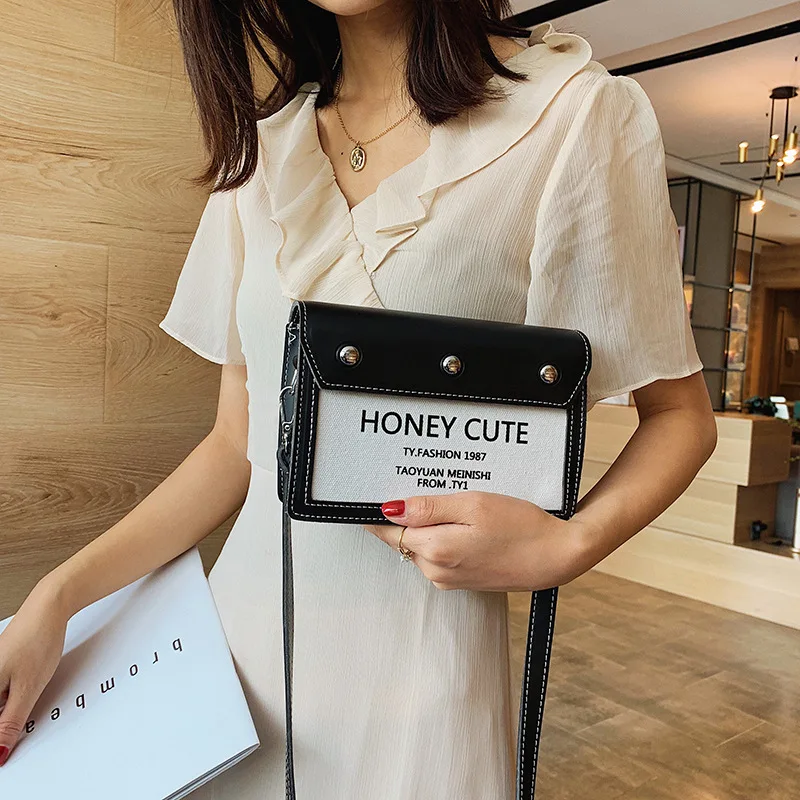 

INS Super Fire PU Leather Bag Women's 2019 New Style Fashion Korean-style Contrast Color Shoulder Bag Versitile Fashion Disco Da