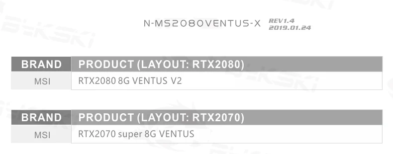 Bykski N-MS2080VENTUS-X, полное покрытие видеокарты водяного охлаждения блок, для MSI RTX2080 8G Ventus V2/RTX2070 Super 8G Ventus