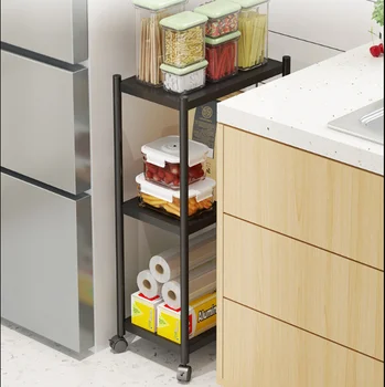 

Modern Simple Kitchen Stainless Steel Slotted Shelf Movable Kitchen Utensils Storage Rack Kitchen Organizer And Storage