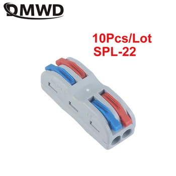 

10pcsSPL-22 Mini Fast Wire Cable Connectors Universal Compact Conductor Spring Splicing Wiring Connector Push-in Terminal Block