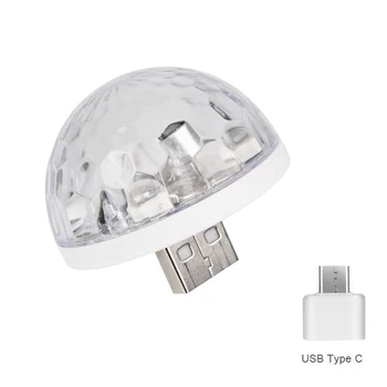 

Usb Mini Led Disco Magic Light Ball Portable Karaoke Party Decor Lamp Dj Stage Bar With Type-C Adapter White+Transparent Color