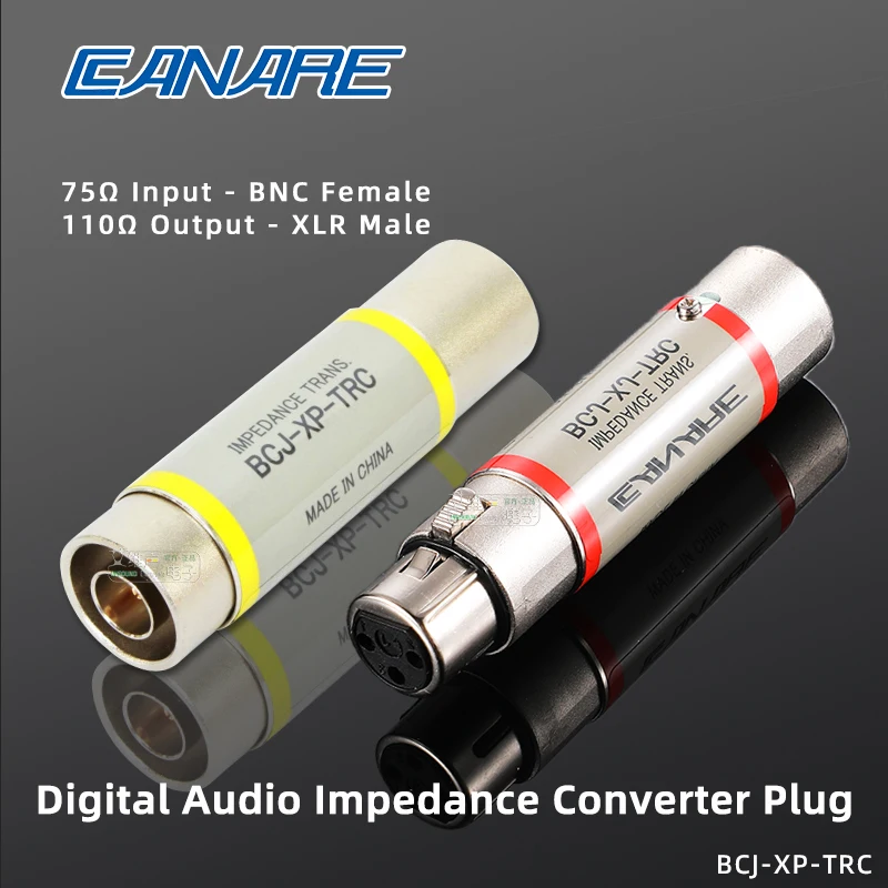 CANARE Digital Audio Converter Plug 110ohm XLR3 Male Female to 75Ω BNC Coaxial Cable Connector AES3 / EBU Impedance Transformer nk p90 24bit usb optical coaxial digital audio amplifier dac decoder digital to analog audio converter eu plug